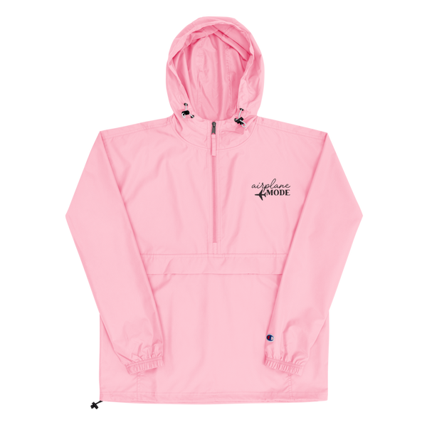 Airplane Mode Embroidered Champion Packable Jacket (Pink) - Travel Suppliers Plus