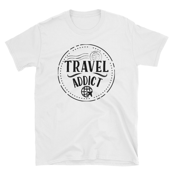 Travel Addict Passport Stamp T-Shirt - Travel Suppliers Plus