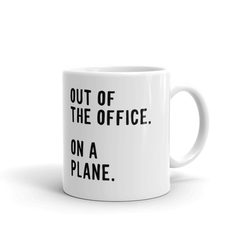 OUT OF THE OFFICE ON A PLANE Mug - Travel Suppliers Plus